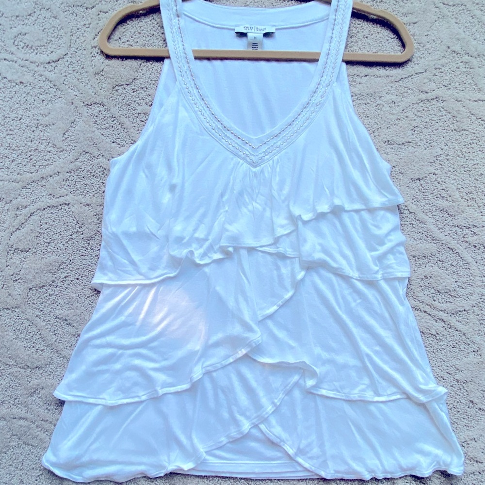 WHBM Wht ruffle top M